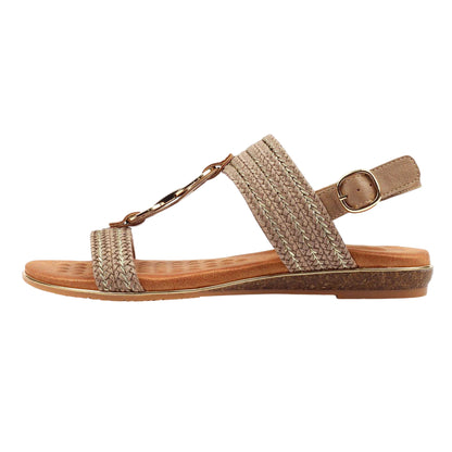 Khaki Brown - Back - Lunar Womens-Ladies Mila Sandals