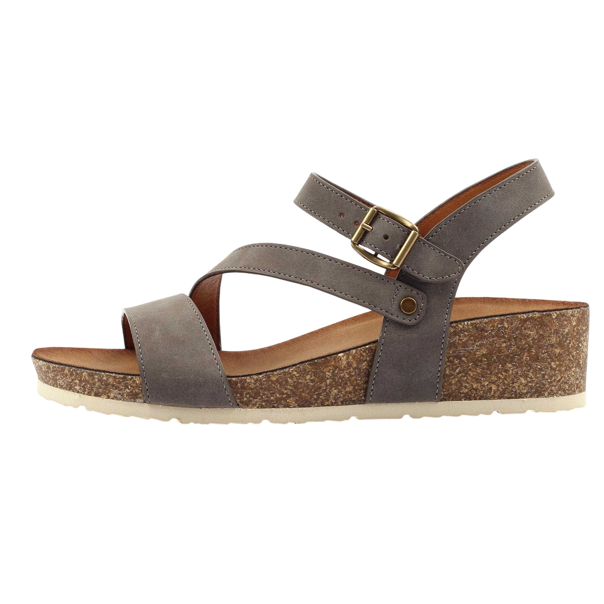 Grey - Back - Lunar Womens-Ladies Cluster Sandals