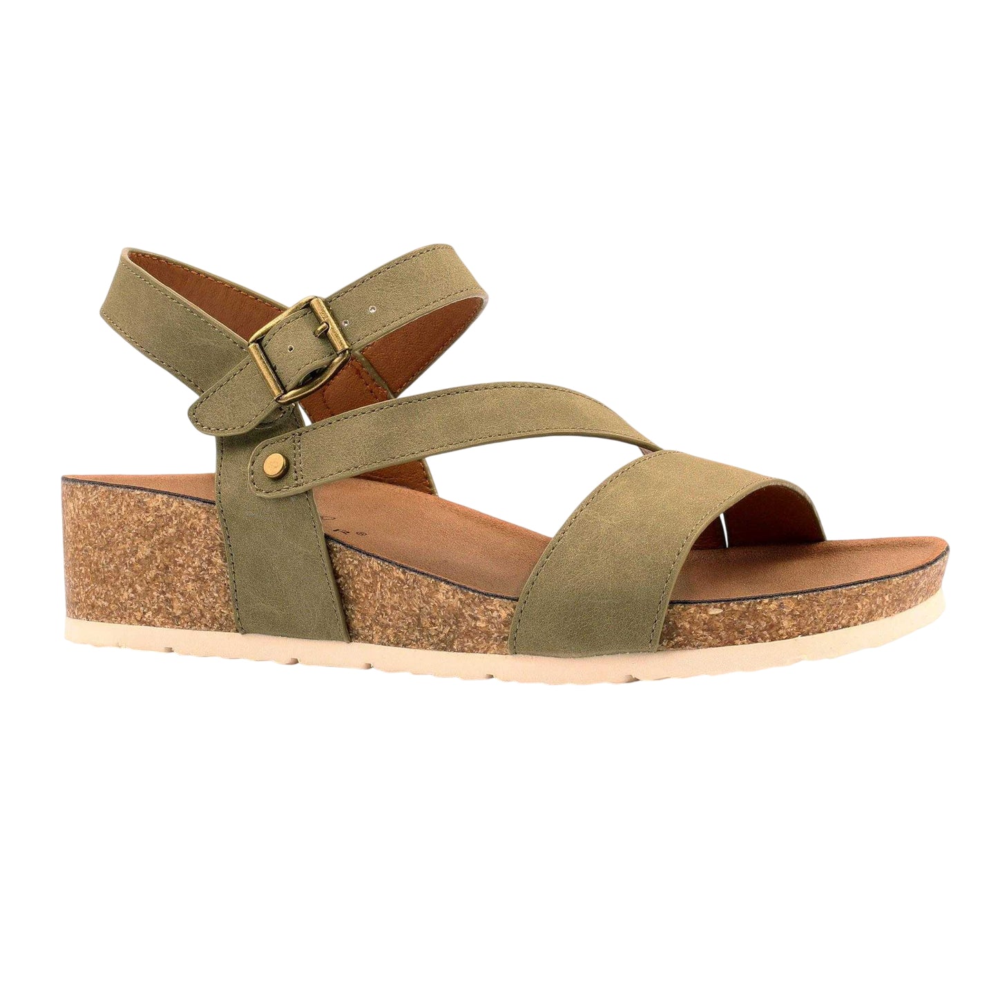 Khaki - Front - Lunar Womens-Ladies Cluster Sandals
