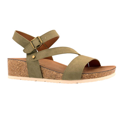 Khaki - Front - Lunar Womens-Ladies Cluster Sandals