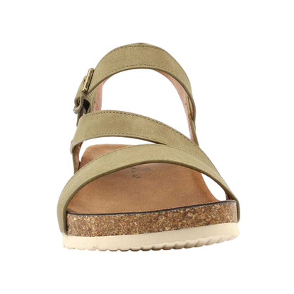 Khaki - Side - Lunar Womens-Ladies Cluster Sandals