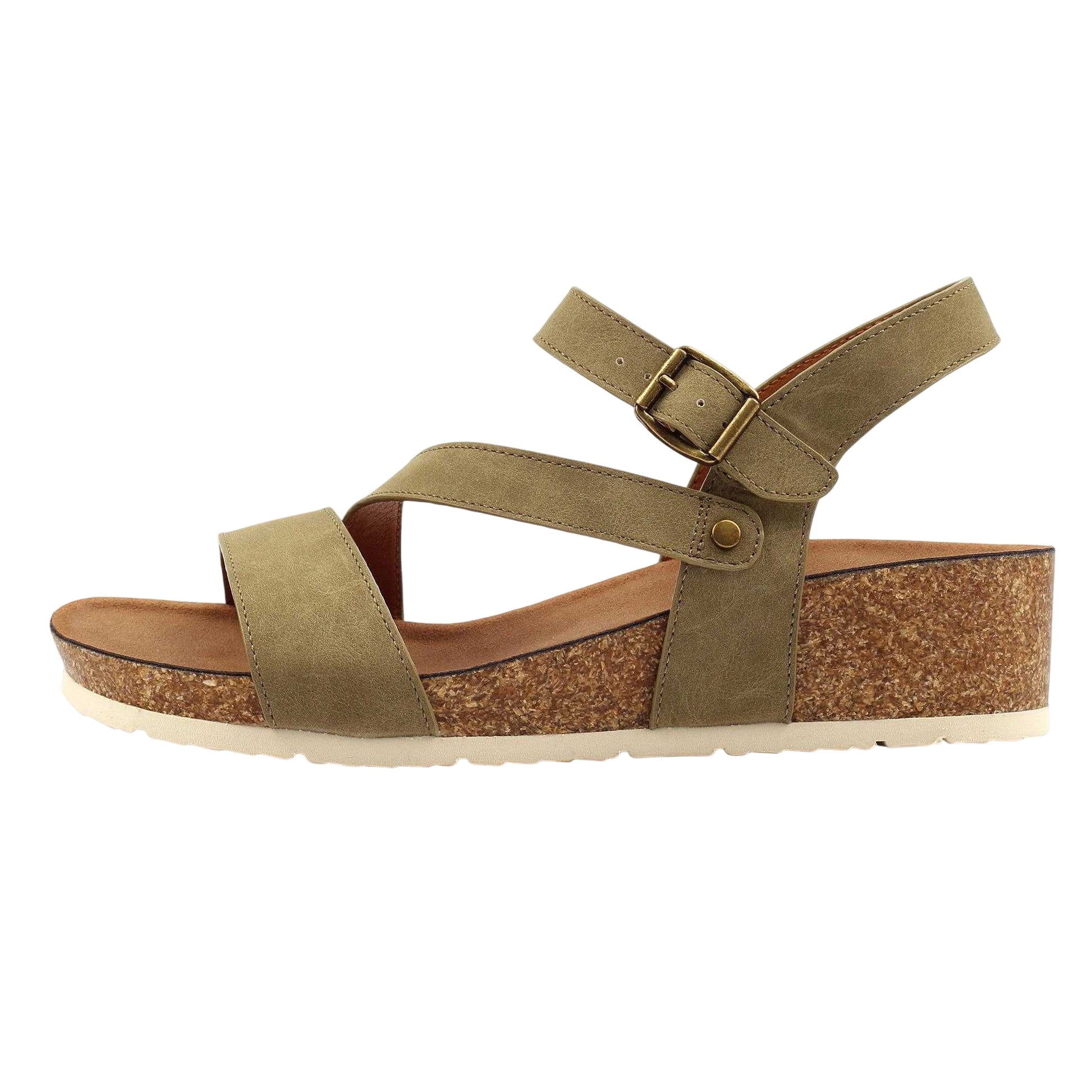 Khaki Green - Back - Lunar Womens-Ladies Cluster Sandals