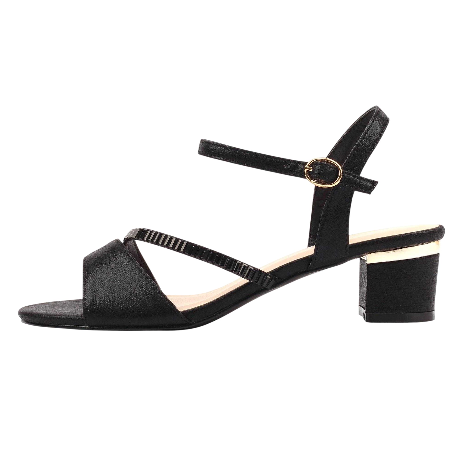 Black - Back - Lunar Womens-Ladies Jen Block Heel Sandals