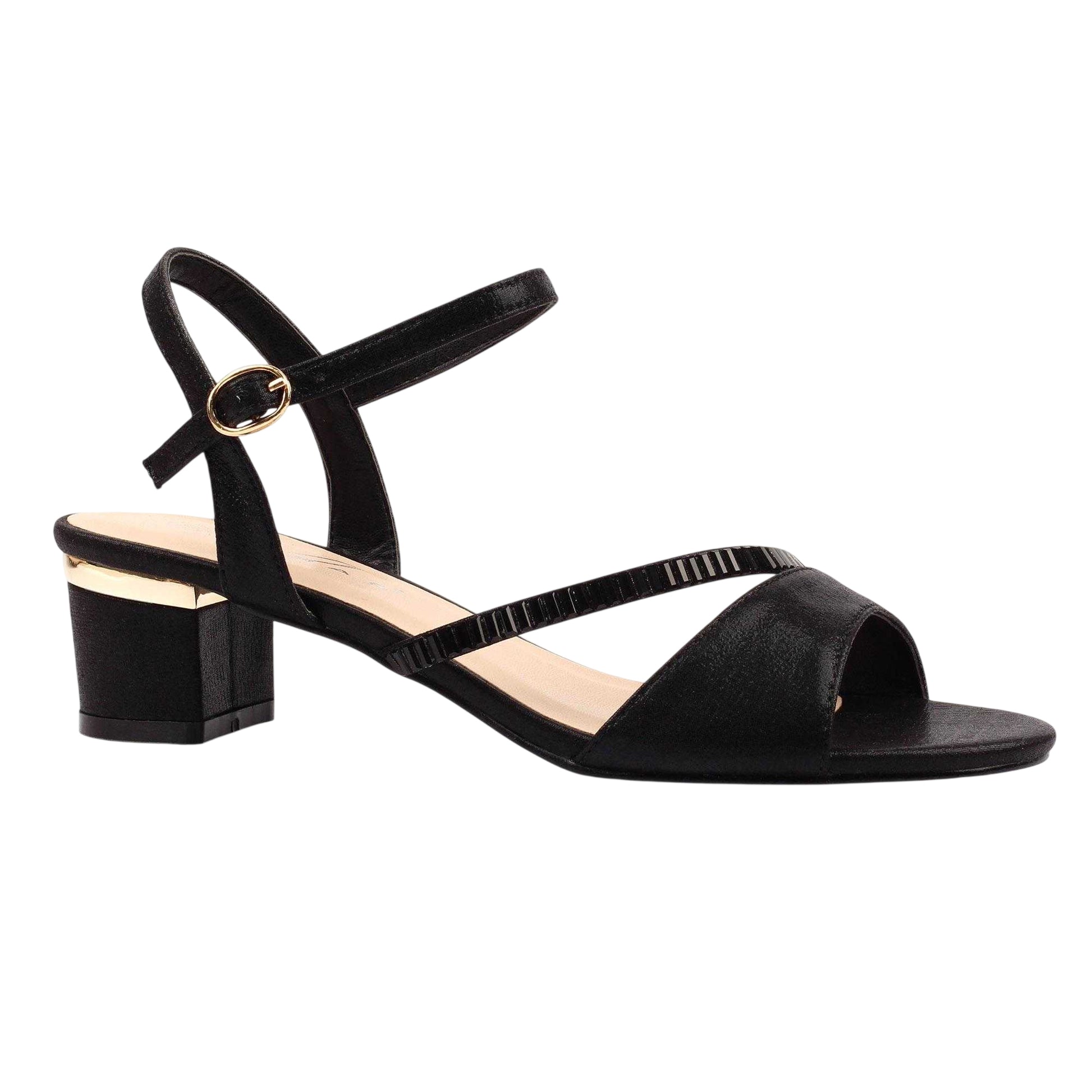 Black - Front - Lunar Womens-Ladies Jen Block Heel Sandals