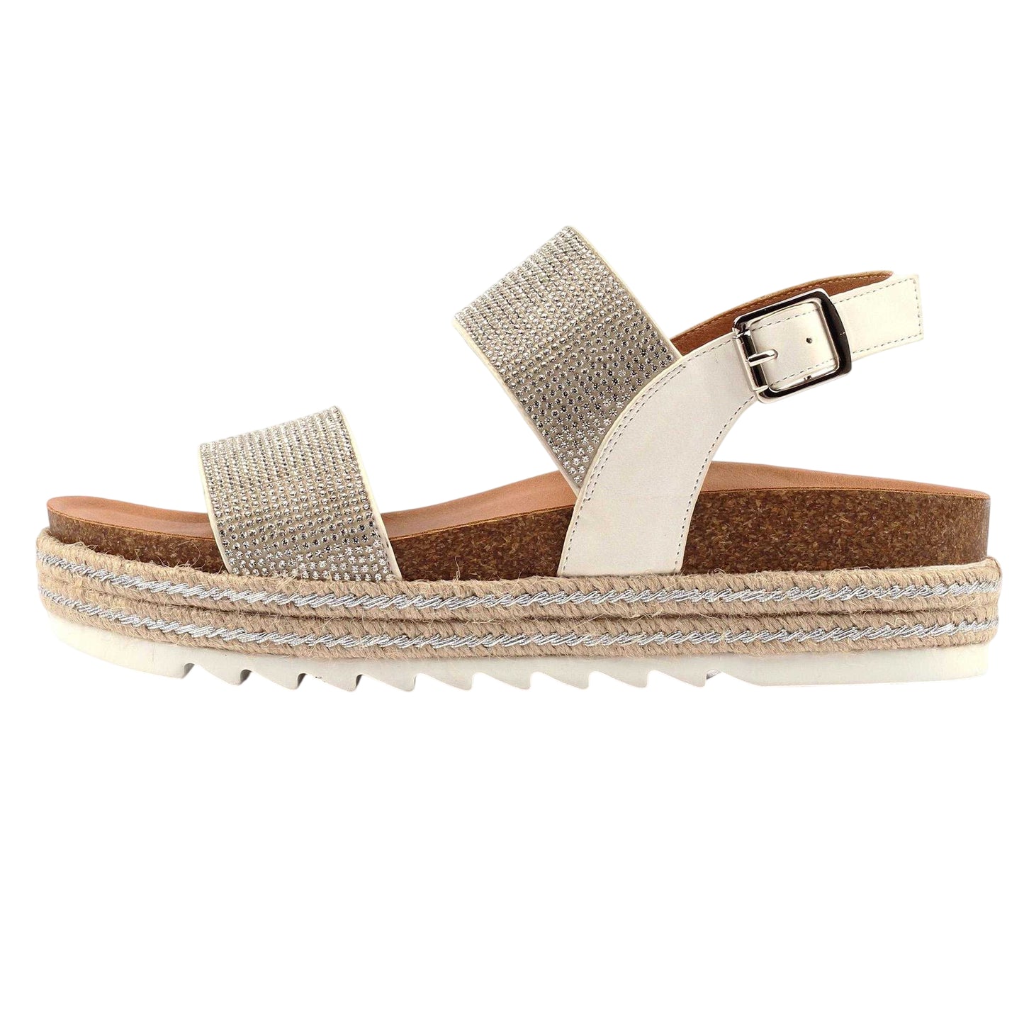 Silver - Back - Lunar Womens-Ladies Emery Sandals
