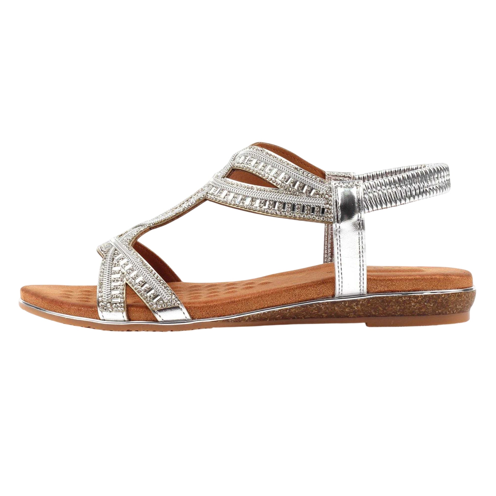 Silver - Back - Lunar Womens-Ladies Carrie Sandals