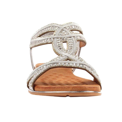 Silver - Side - Lunar Womens-Ladies Carrie Sandals