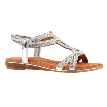 Silver - Front - Lunar Womens-Ladies Carrie Sandals