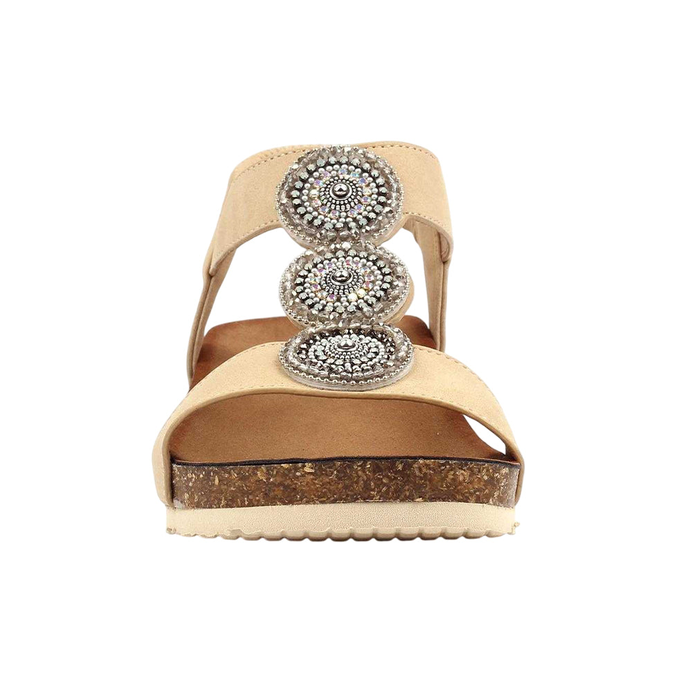 Beige - Side - Lunar Womens-Ladies Cassidy Sandals