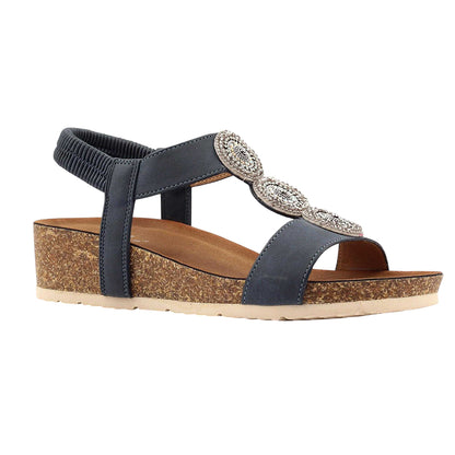 Navy - Front - Lunar Womens-Ladies Cassidy Sandals