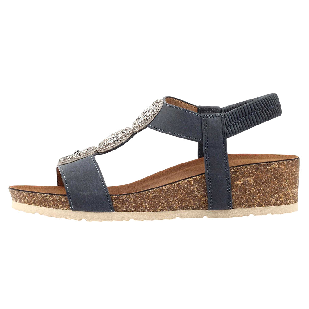 Navy - Back - Lunar Womens-Ladies Cassidy Sandals