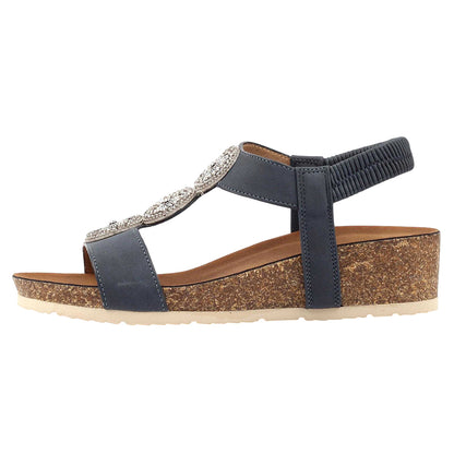 Navy - Back - Lunar Womens-Ladies Cassidy Sandals