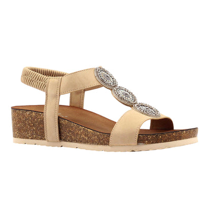Beige - Front - Lunar Womens-Ladies Cassidy Sandals