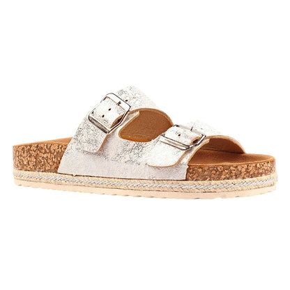 Silver - Front - Lunar Womens-Ladies Soda Leather Sandals