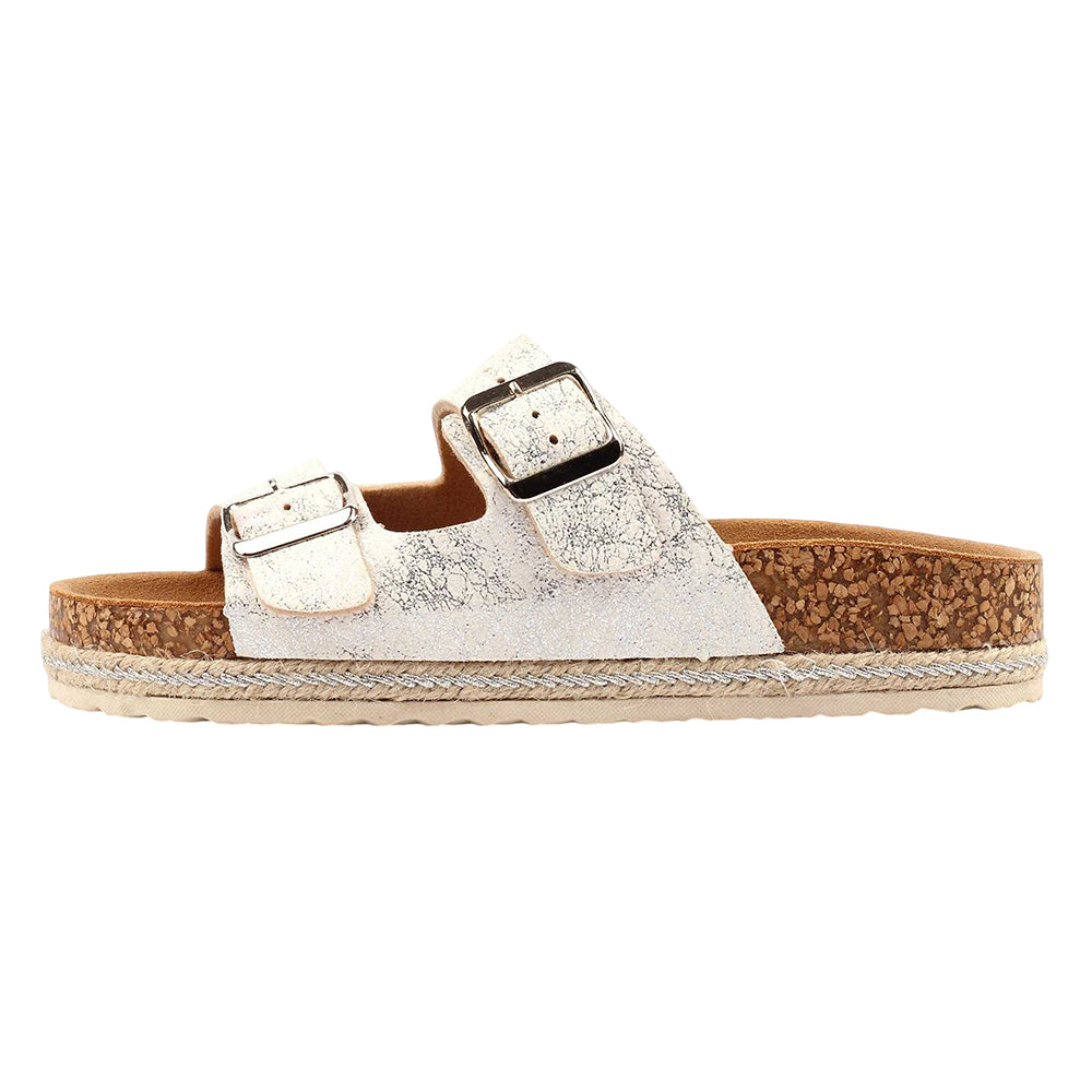 Silver - Back - Lunar Womens-Ladies Soda Leather Sandals