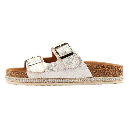 Silver - Back - Lunar Womens-Ladies Soda Leather Sandals