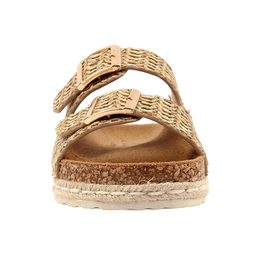 Beige - Side - Lunar Womens-Ladies Sundae Leather Sandals