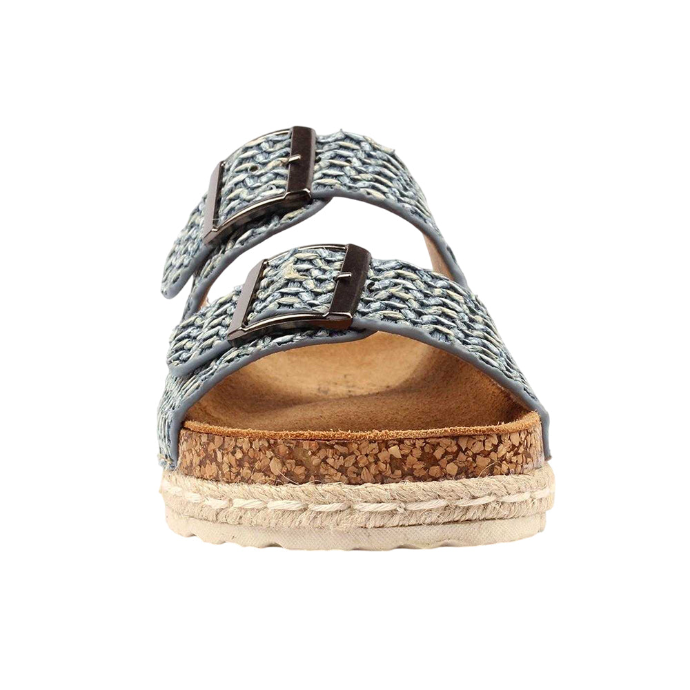 Blue - Side - Lunar Womens-Ladies Sundae Leather Sandals