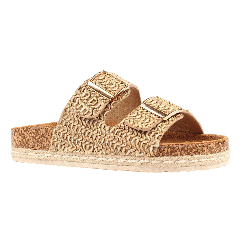 Beige - Front - Lunar Womens-Ladies Sundae Leather Sandals