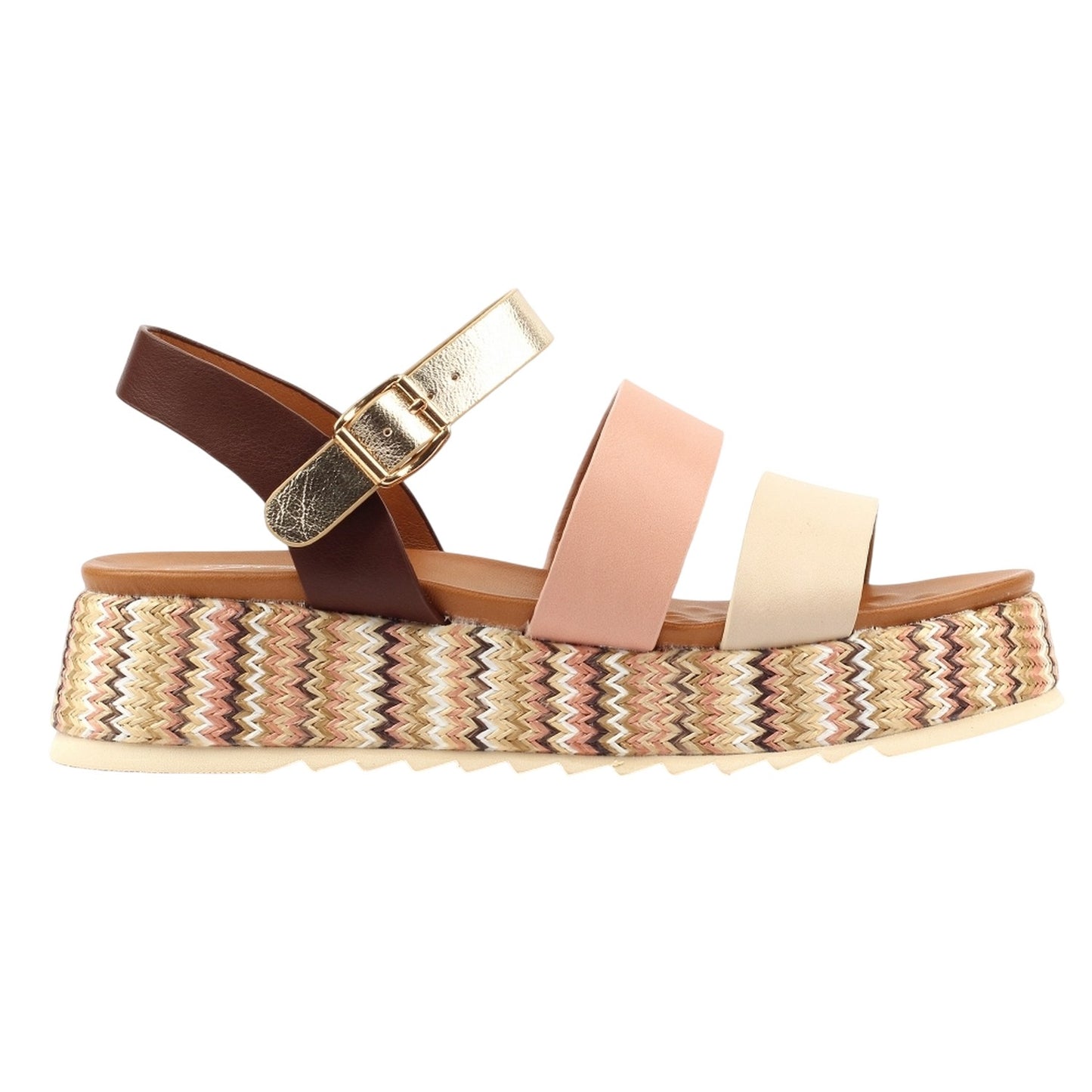 Beige - Side - Lunar Womens-Ladies Berkley Sandals