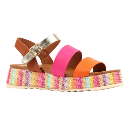 Orange - Front - Lunar Womens-Ladies Berkley Sandals