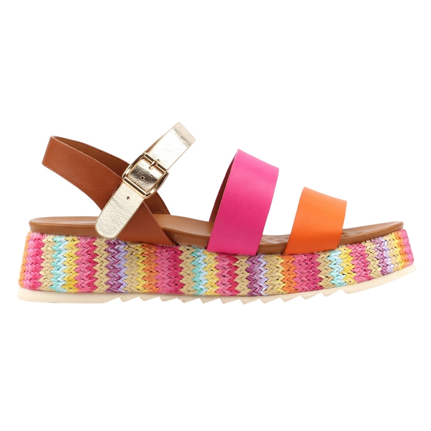 Orange - Side - Lunar Womens-Ladies Berkley Sandals