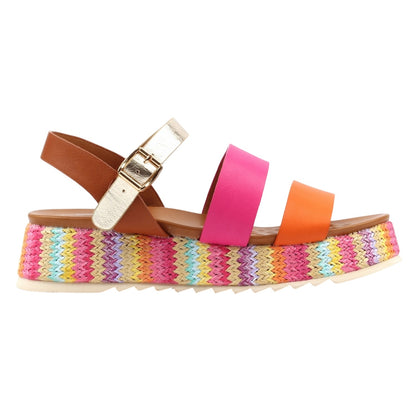 Orange - Side - Lunar Womens-Ladies Berkley Sandals