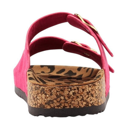 Fuchsia - Back - Lunar Womens-Ladies Pecan Leather Sandals
