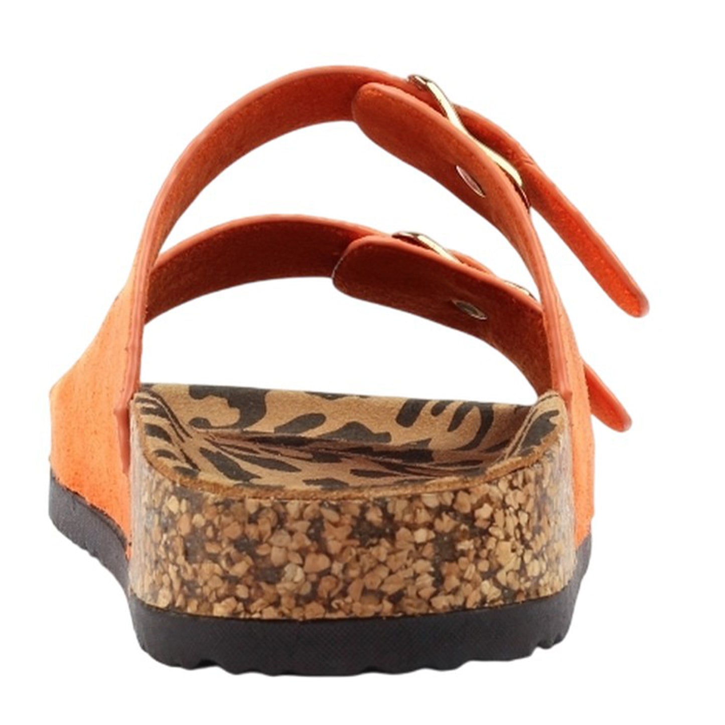 Orange - Back - Lunar Womens-Ladies Pecan Leather Sandals