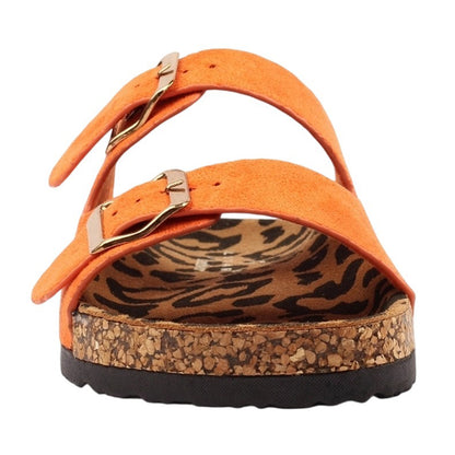 Orange - Pack Shot - Lunar Womens-Ladies Pecan Leather Sandals
