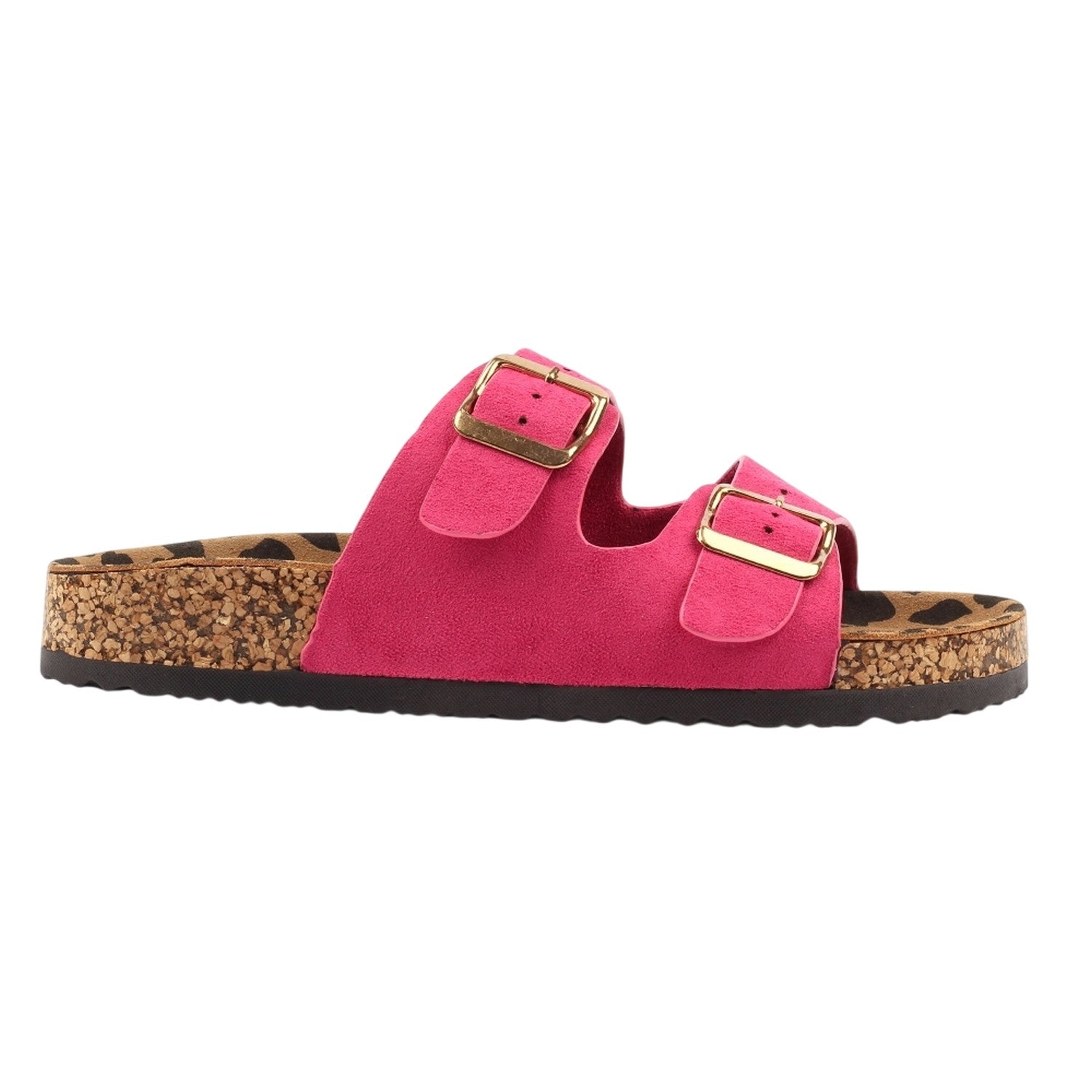 Fuchsia - Side - Lunar Womens-Ladies Pecan Leather Sandals