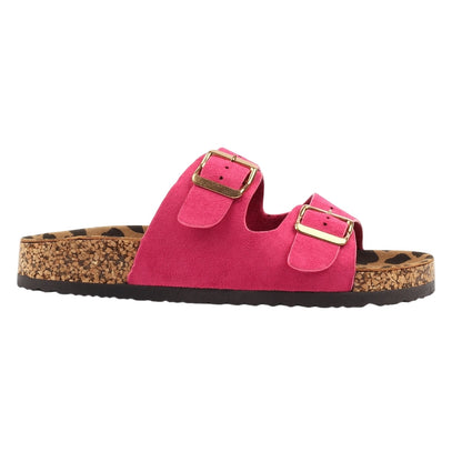 Fuchsia - Side - Lunar Womens-Ladies Pecan Leather Sandals