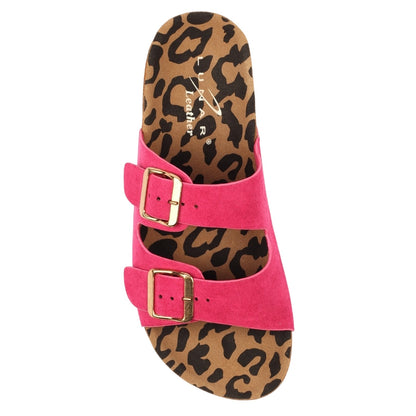 Fuchsia - Lifestyle - Lunar Womens-Ladies Pecan Leather Sandals