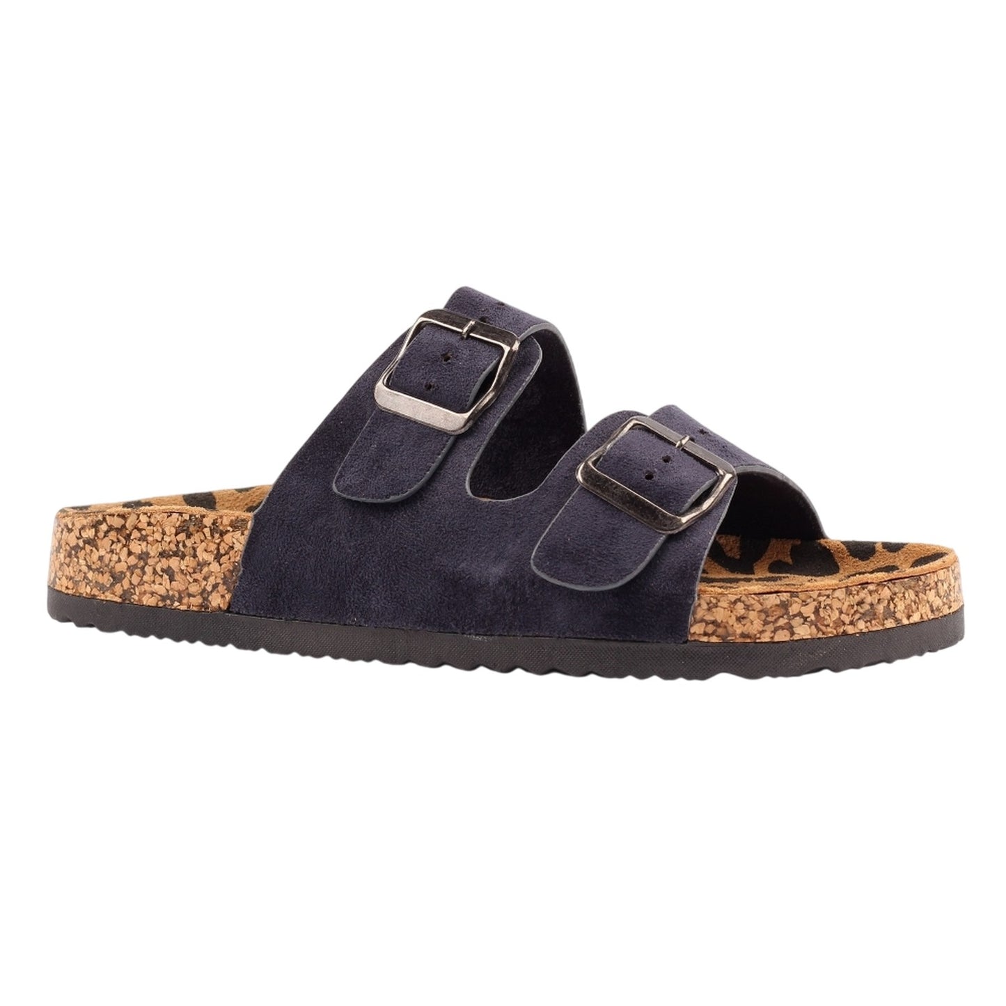 Navy - Front - Lunar Womens-Ladies Pecan Leather Sandals