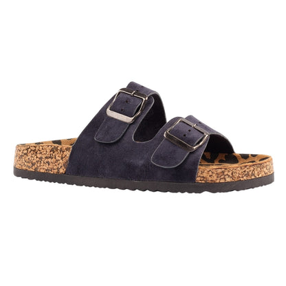 Navy - Front - Lunar Womens-Ladies Pecan Leather Sandals