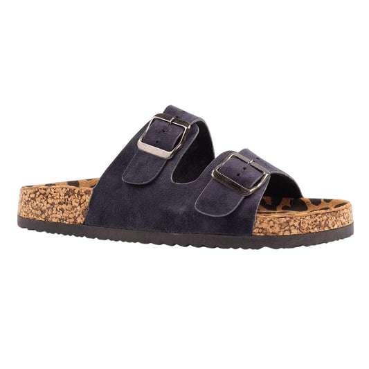 Navy - Front - Lunar Womens-Ladies Pecan Leather Sandals