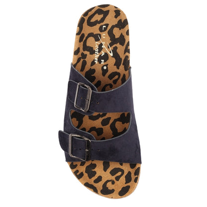 Navy - Lifestyle - Lunar Womens-Ladies Pecan Leather Sandals