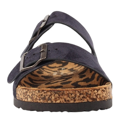 Navy - Pack Shot - Lunar Womens-Ladies Pecan Leather Sandals
