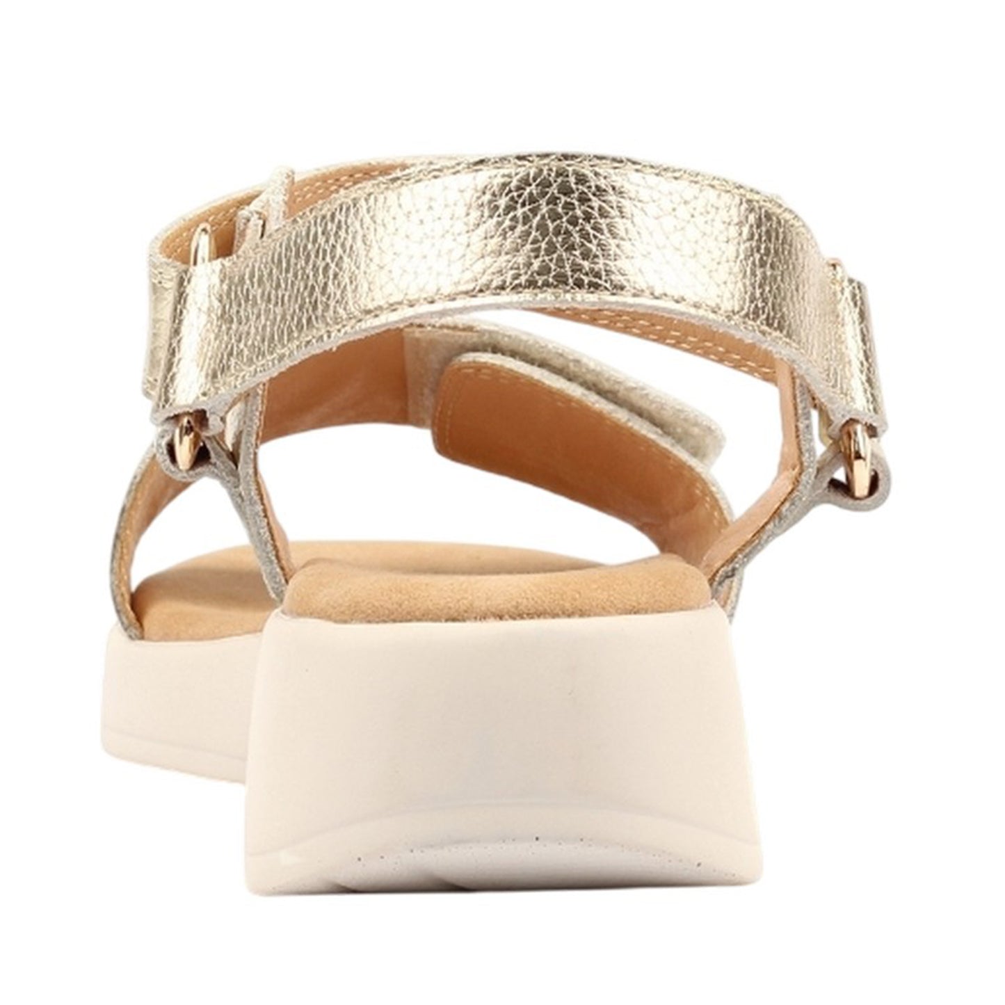 Gold - Back - Lunar Womens-Ladies Lark Leather Wedge Sandals