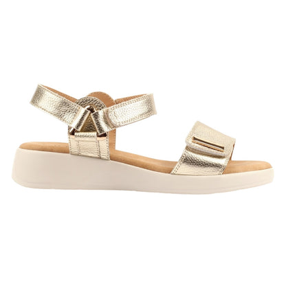 Gold - Side - Lunar Womens-Ladies Lark Leather Wedge Sandals