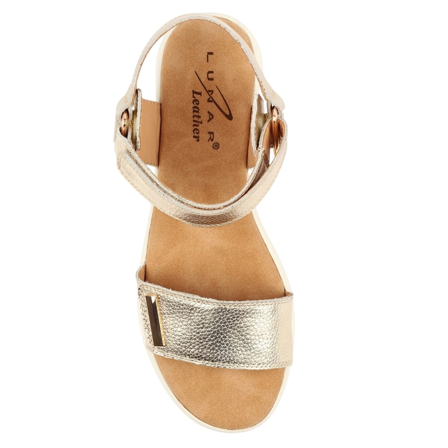 Gold - Lifestyle - Lunar Womens-Ladies Lark Leather Wedge Sandals