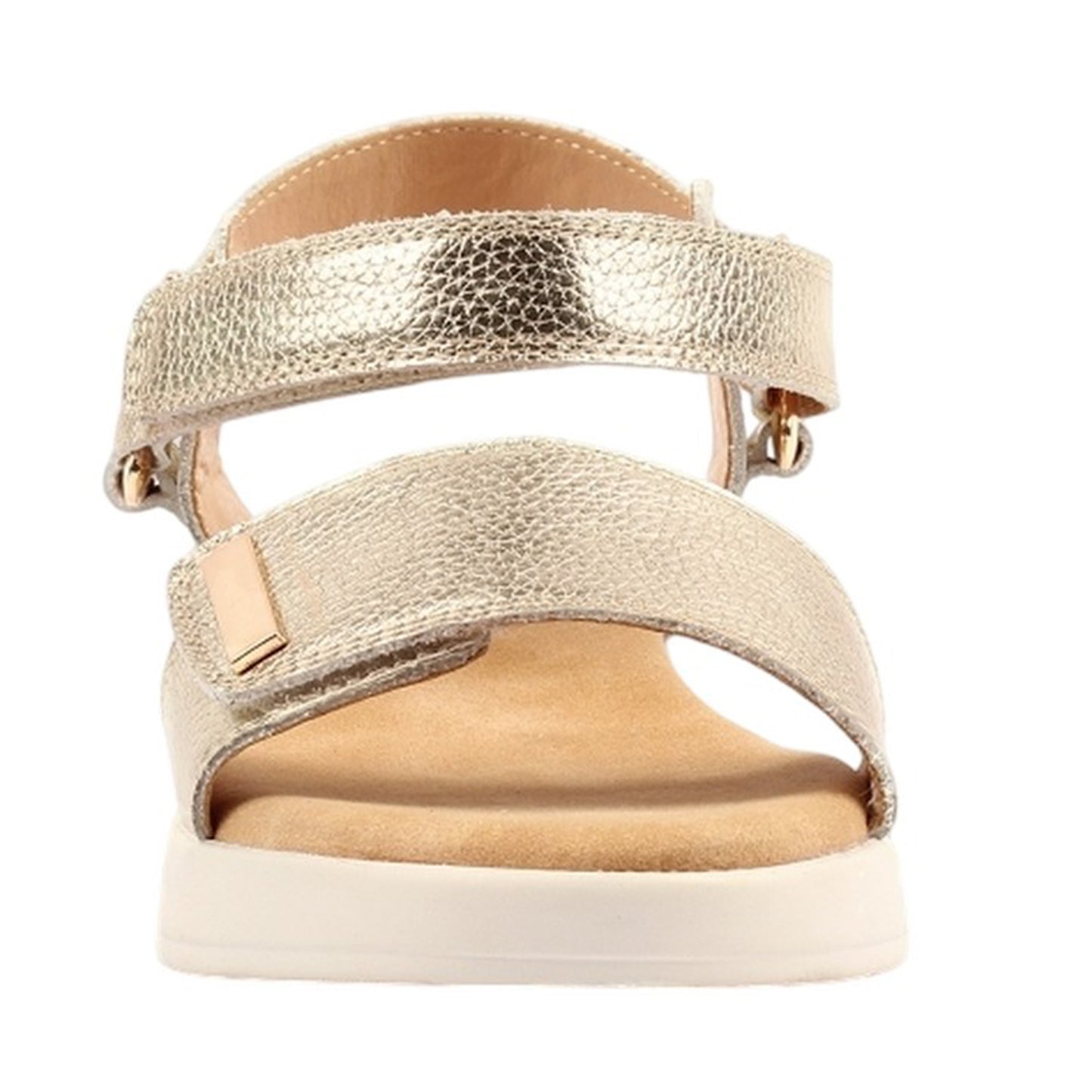 Gold - Pack Shot - Lunar Womens-Ladies Lark Leather Wedge Sandals