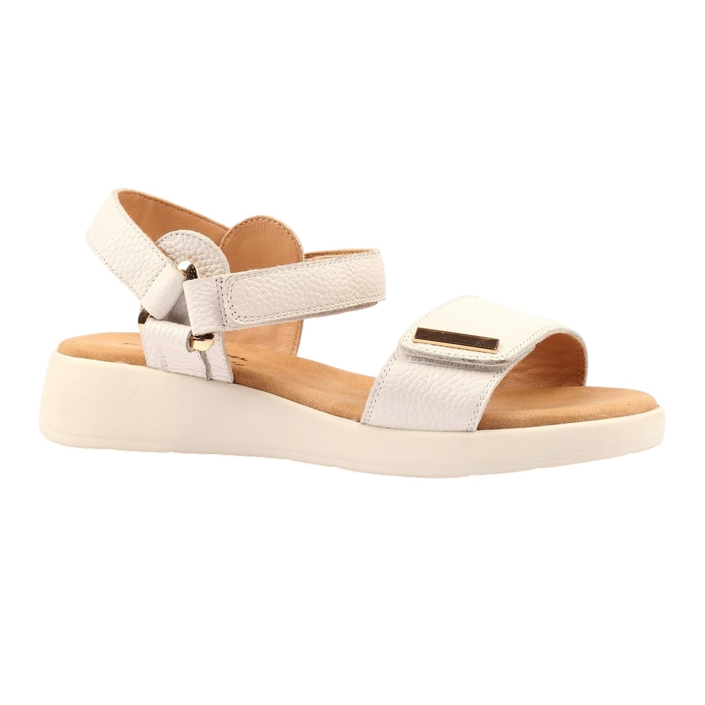White - Front - Lunar Womens-Ladies Lark Leather Wedge Sandals