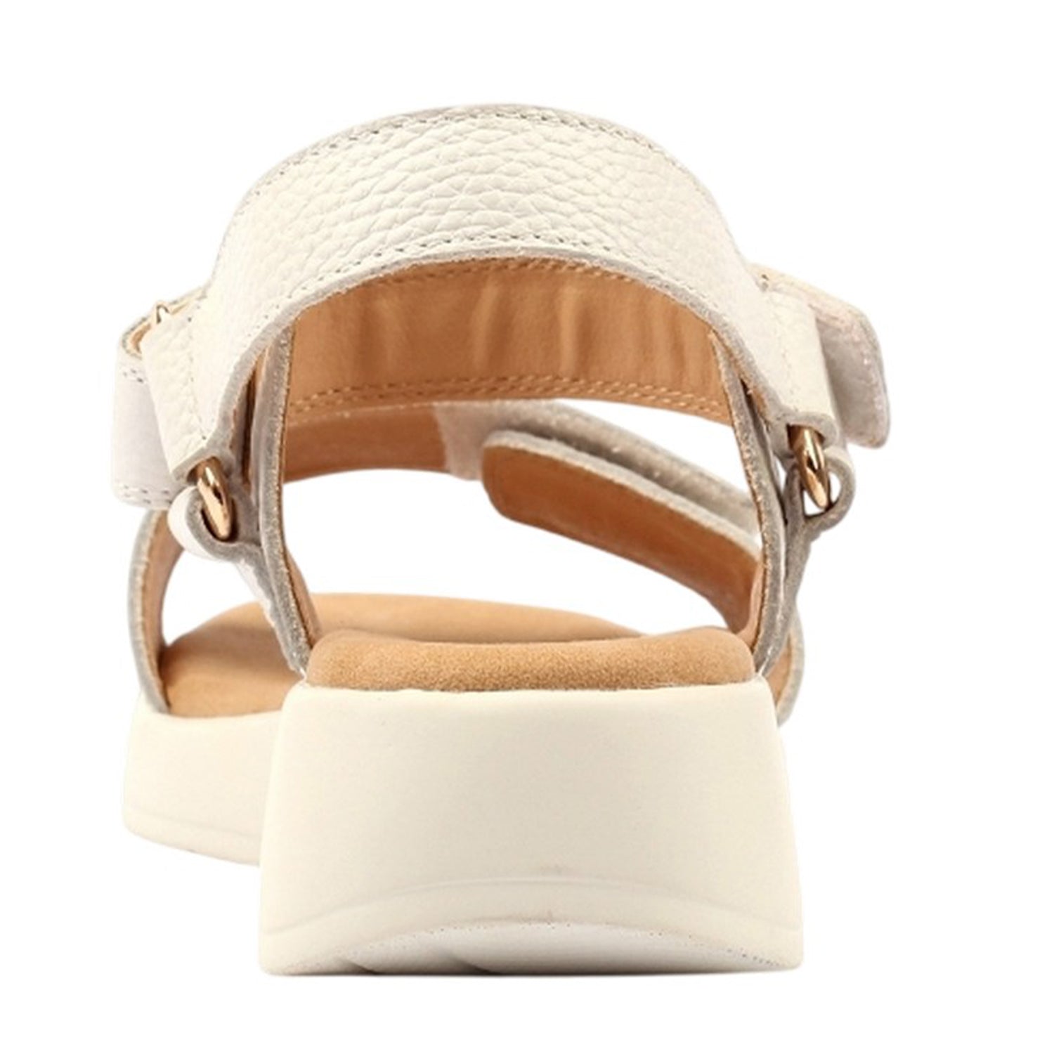 White - Back - Lunar Womens-Ladies Lark Leather Wedge Sandals