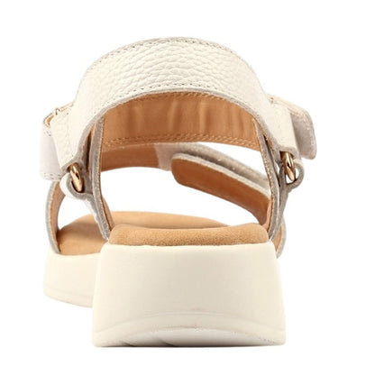 White - Back - Lunar Womens-Ladies Lark Leather Wedge Sandals