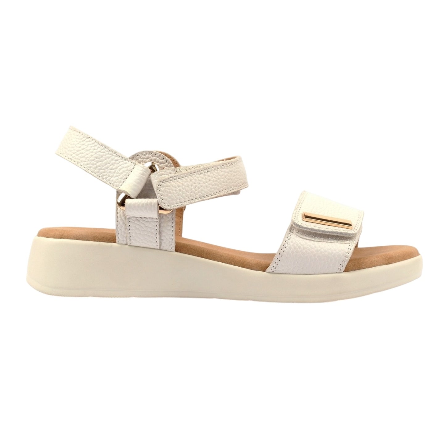 White - Side - Lunar Womens-Ladies Lark Leather Wedge Sandals