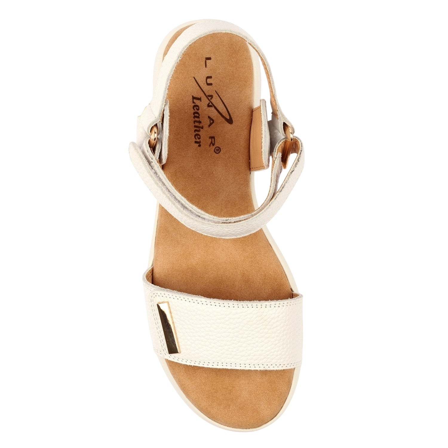 White - Lifestyle - Lunar Womens-Ladies Lark Leather Wedge Sandals
