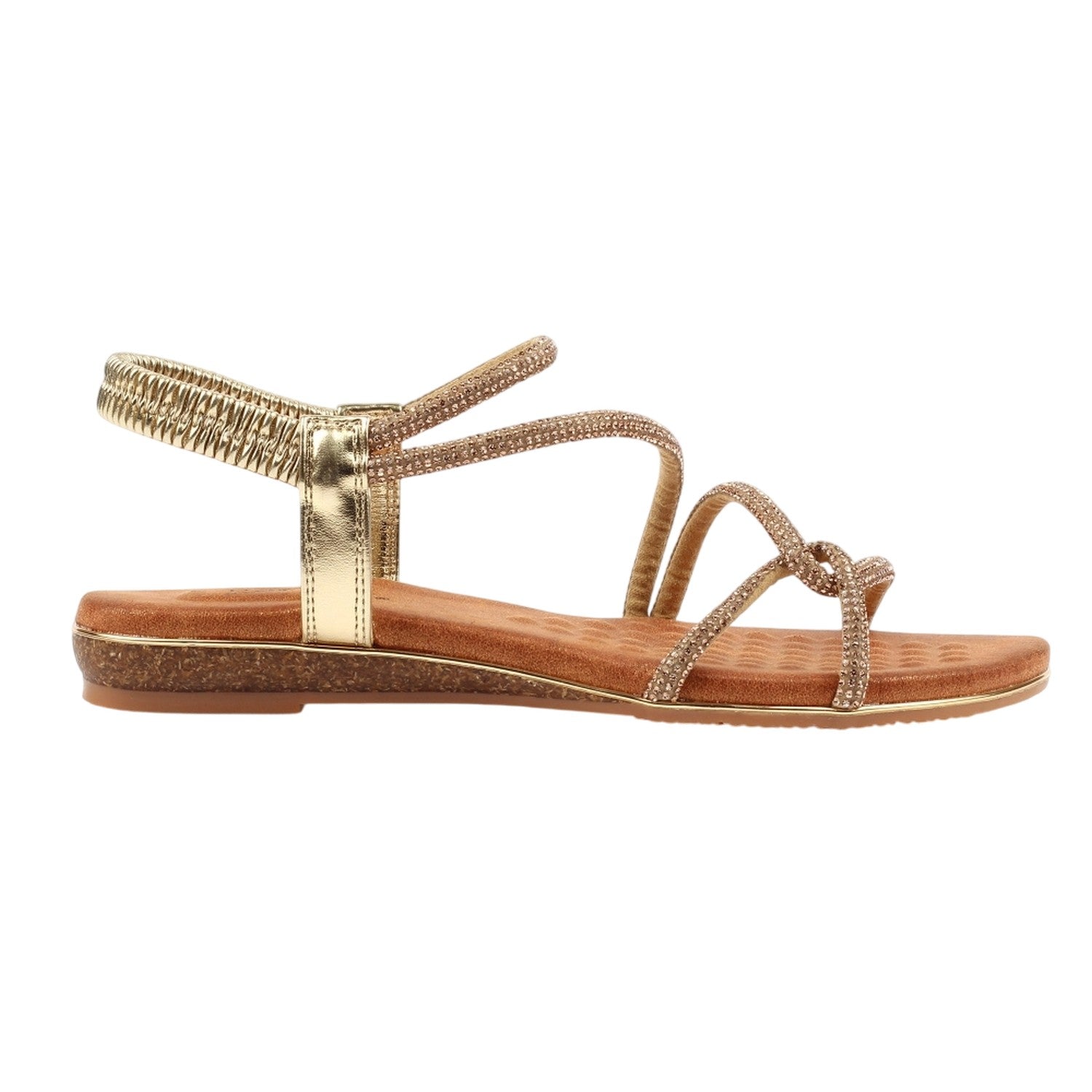 Gold - Side - Lunar Womens-Ladies Brinley Sandals