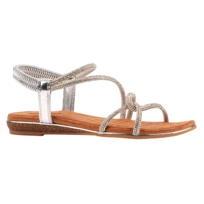 Silver - Front - Lunar Womens-Ladies Brinley Sandals