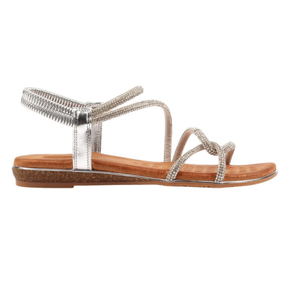 Silver - Side - Lunar Womens-Ladies Brinley Sandals